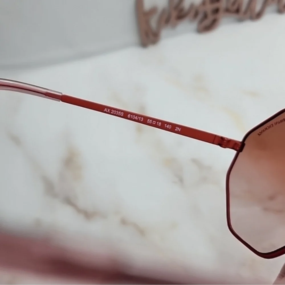 Armani exchange Geometric exagonal metal mate Raspberry pink sunglasses New
